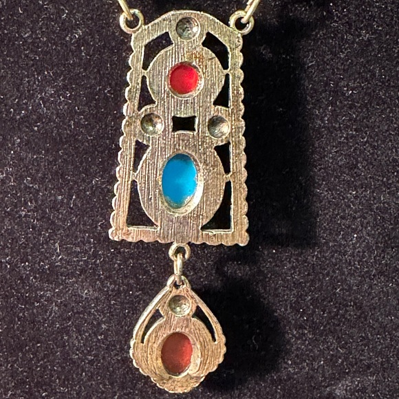 Vintage {untested} Statement Necklace Native American/Egyptian - Picture 9 of 13